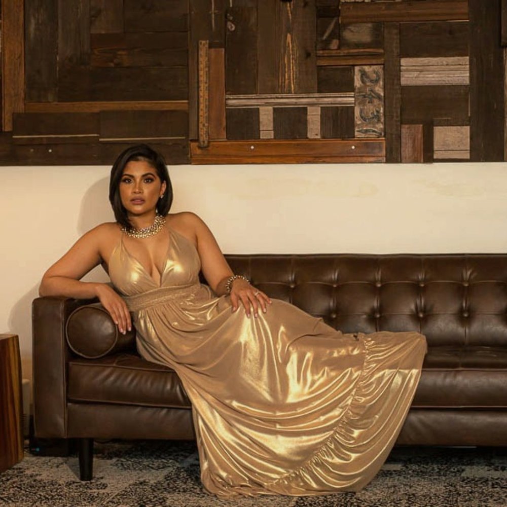 Elegant champagne colored long dress